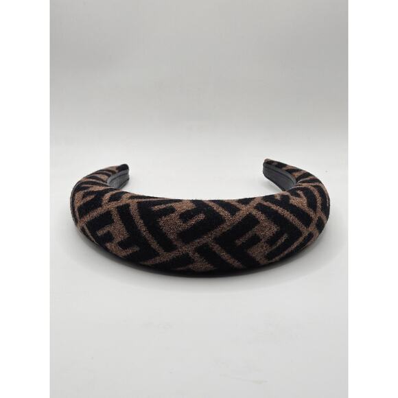 Fendi Brown FF Zucca Logo Pattern Print Headband - Picture 3 of 9